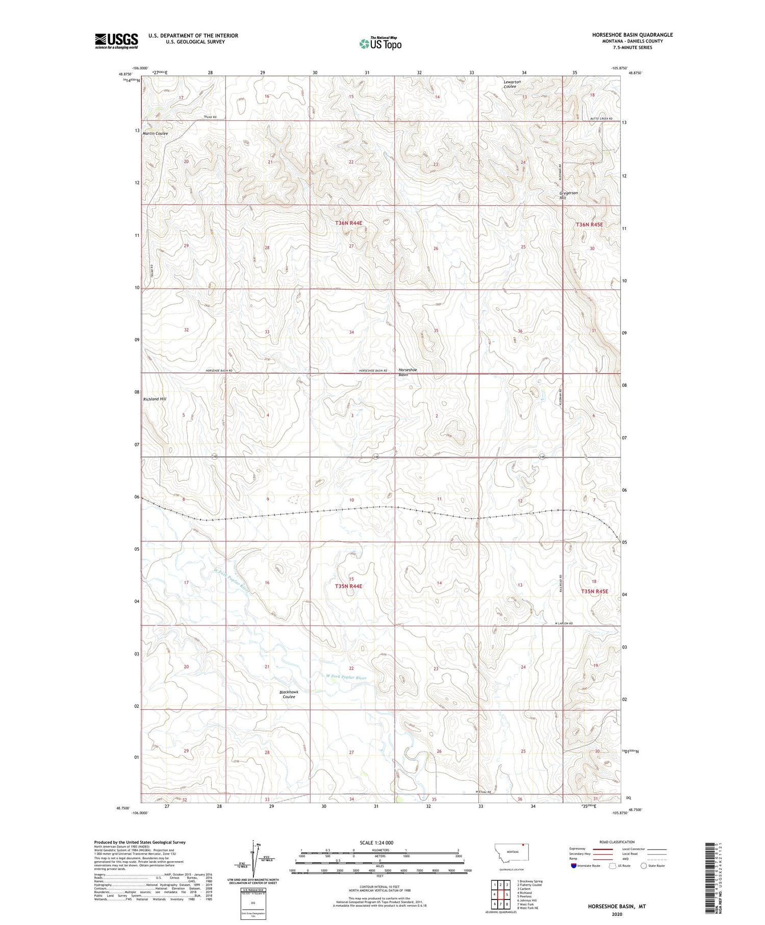 Horseshoe Basin Montana US Topo Map Image