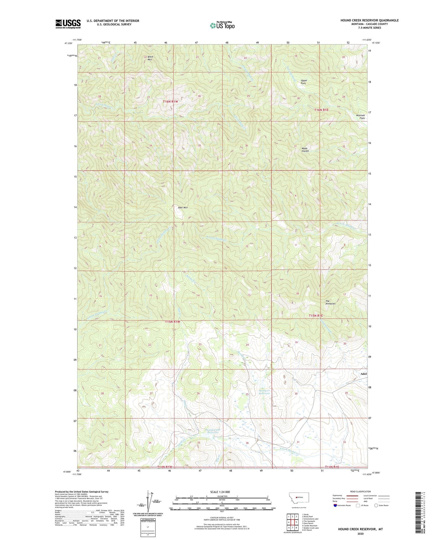 Hound Creek Reservoir Montana US Topo Map Image