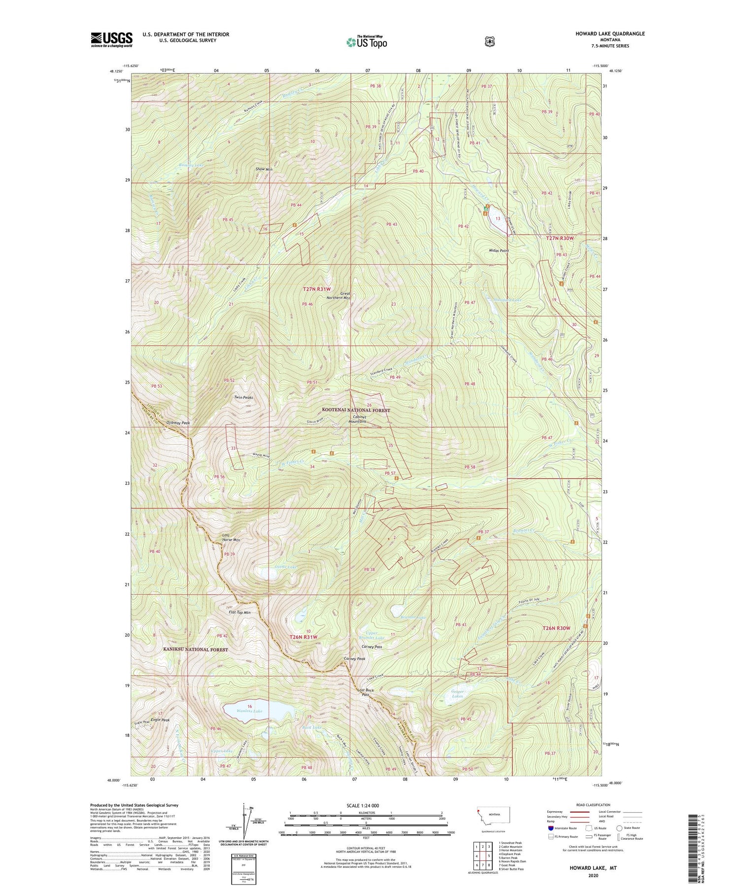 Howard Lake Montana US Topo Map Image