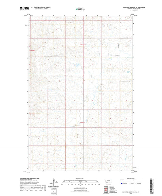 Hudiburgh Reservoir NW Montana US Topo Map Image