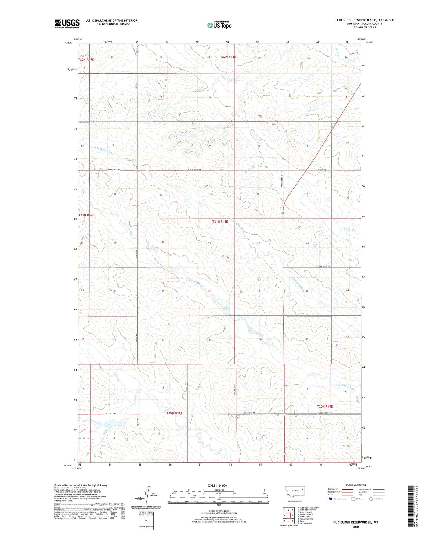 Hudiburgh Reservoir SE Montana US Topo Map Image