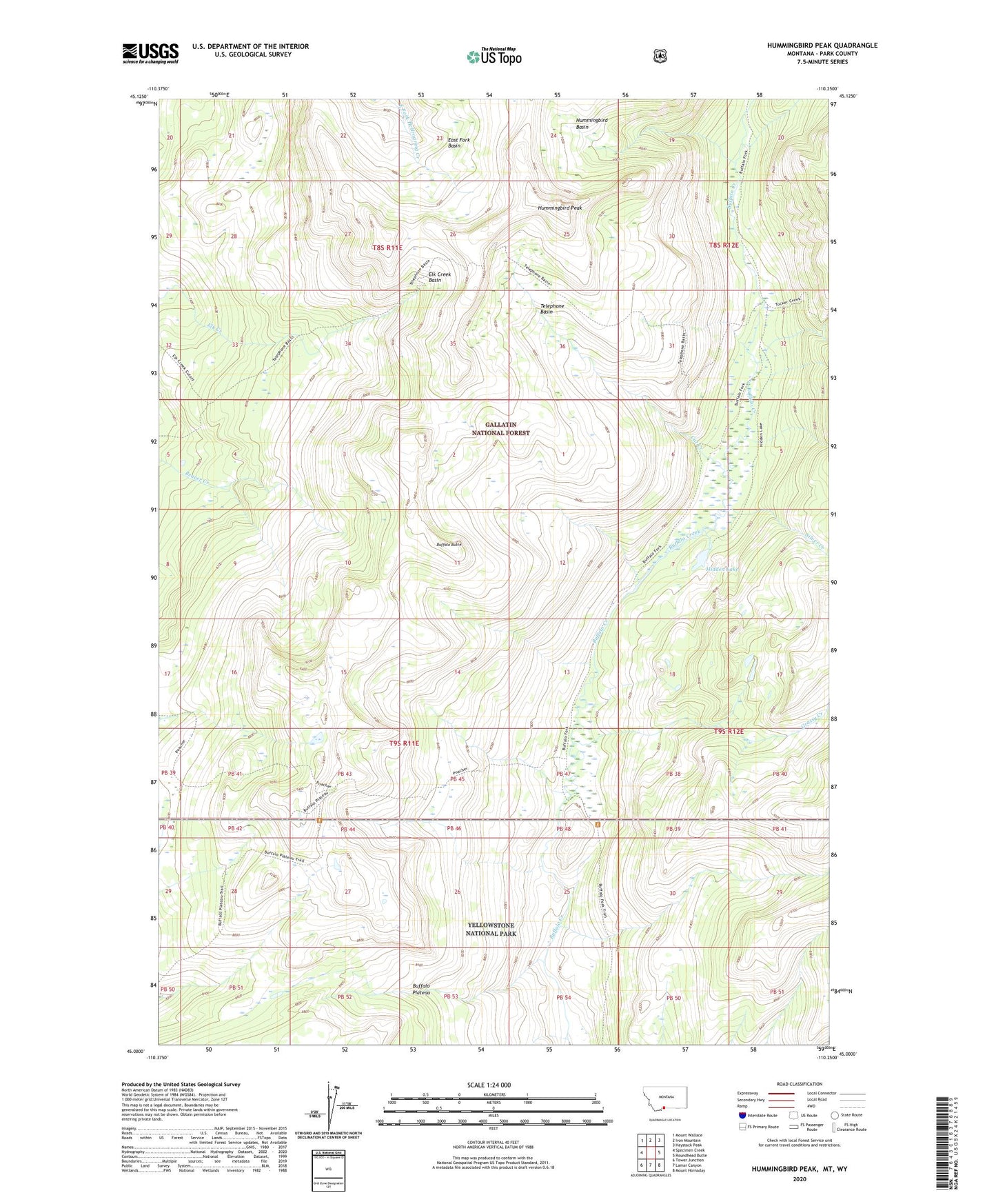 Hummingbird Peak Montana US Topo Map Image