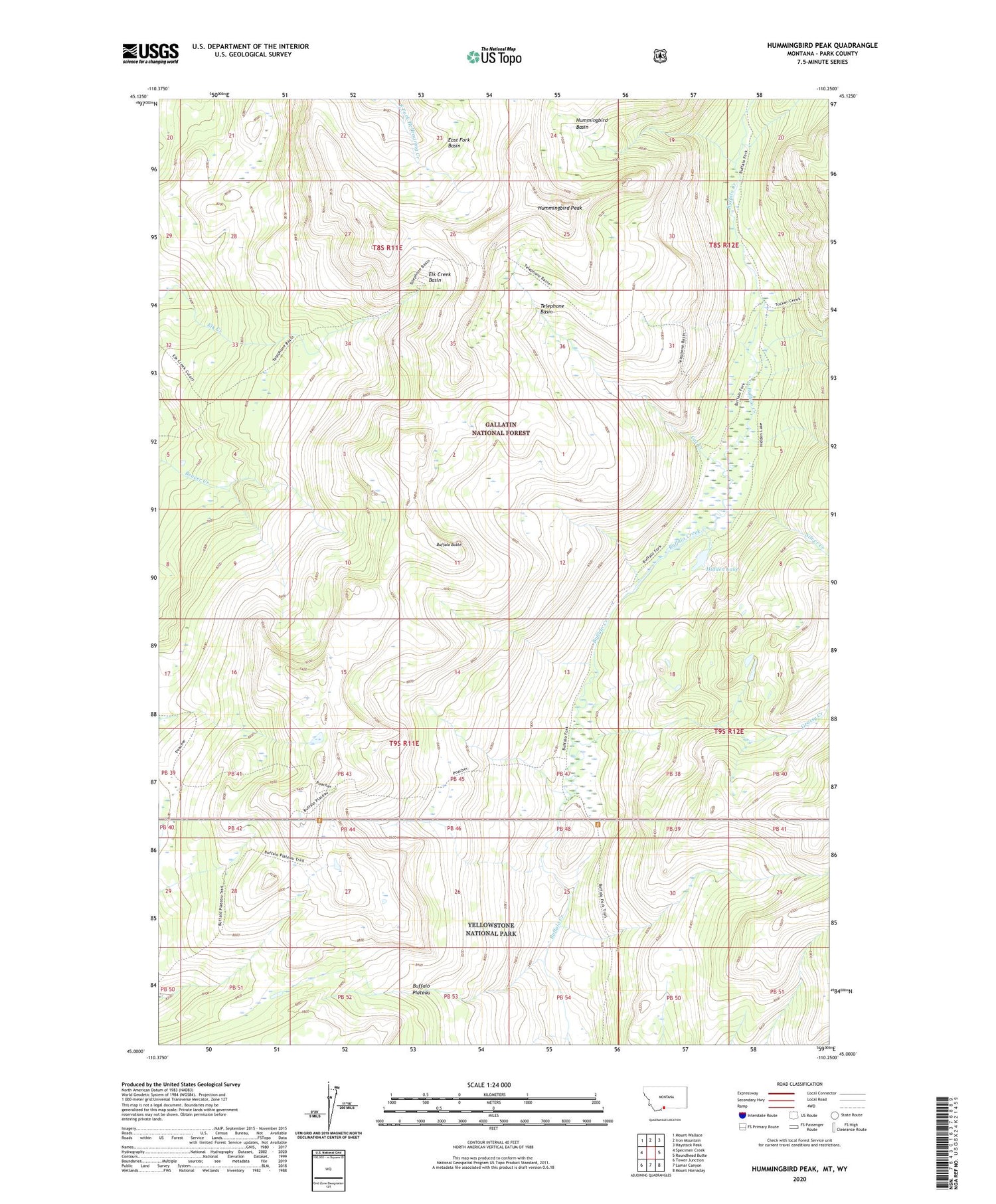 Hummingbird Peak Montana US Topo Map Image