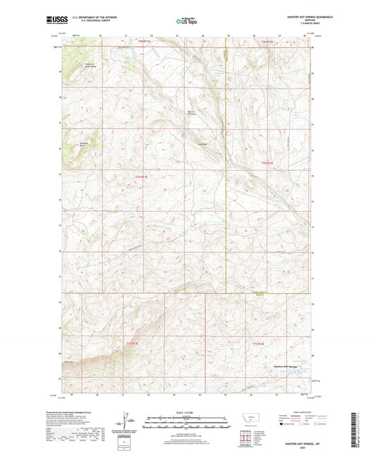 Hunters Hot Springs Montana US Topo Map Image