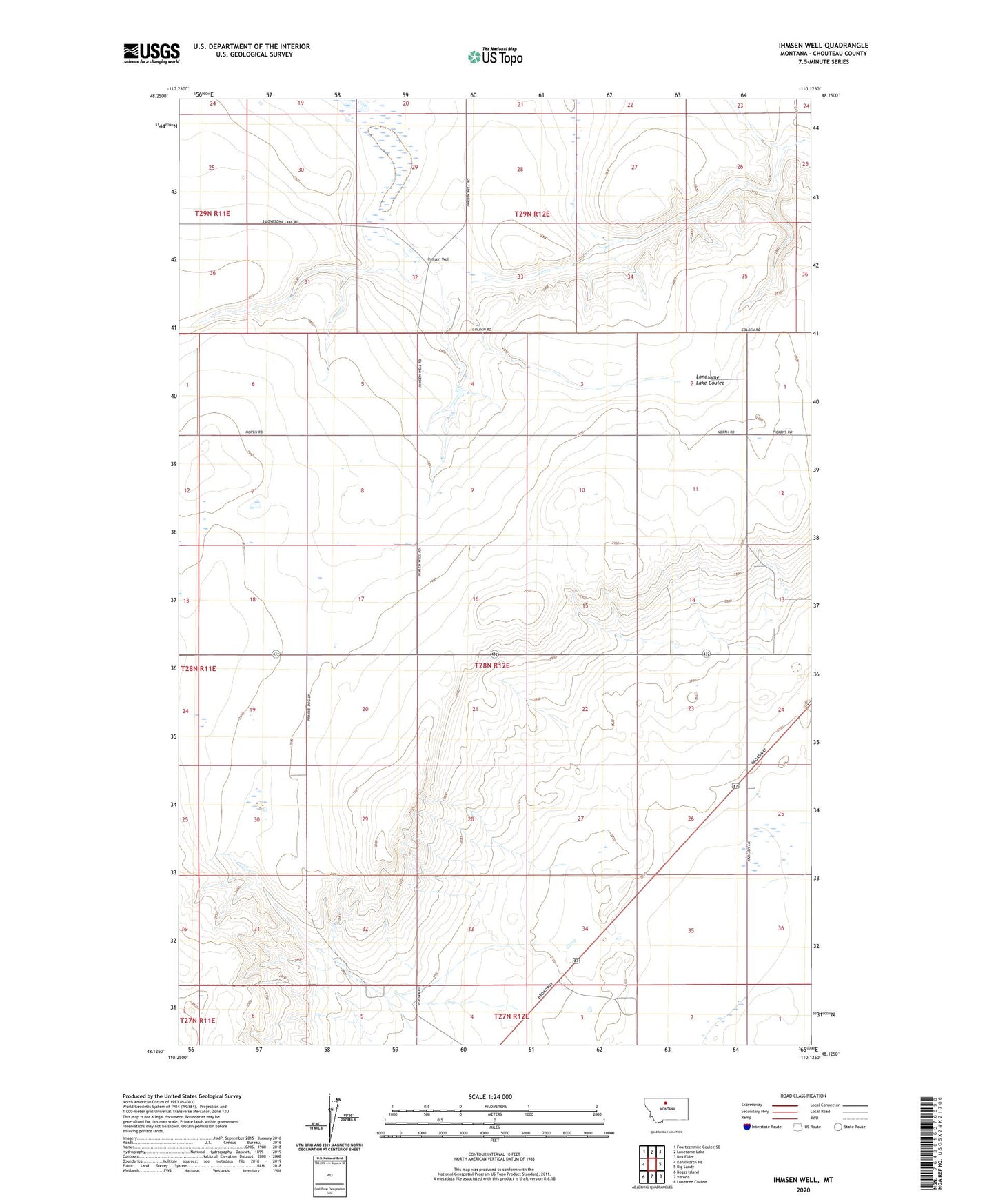 Ihmsen Well Montana US Topo Map Image