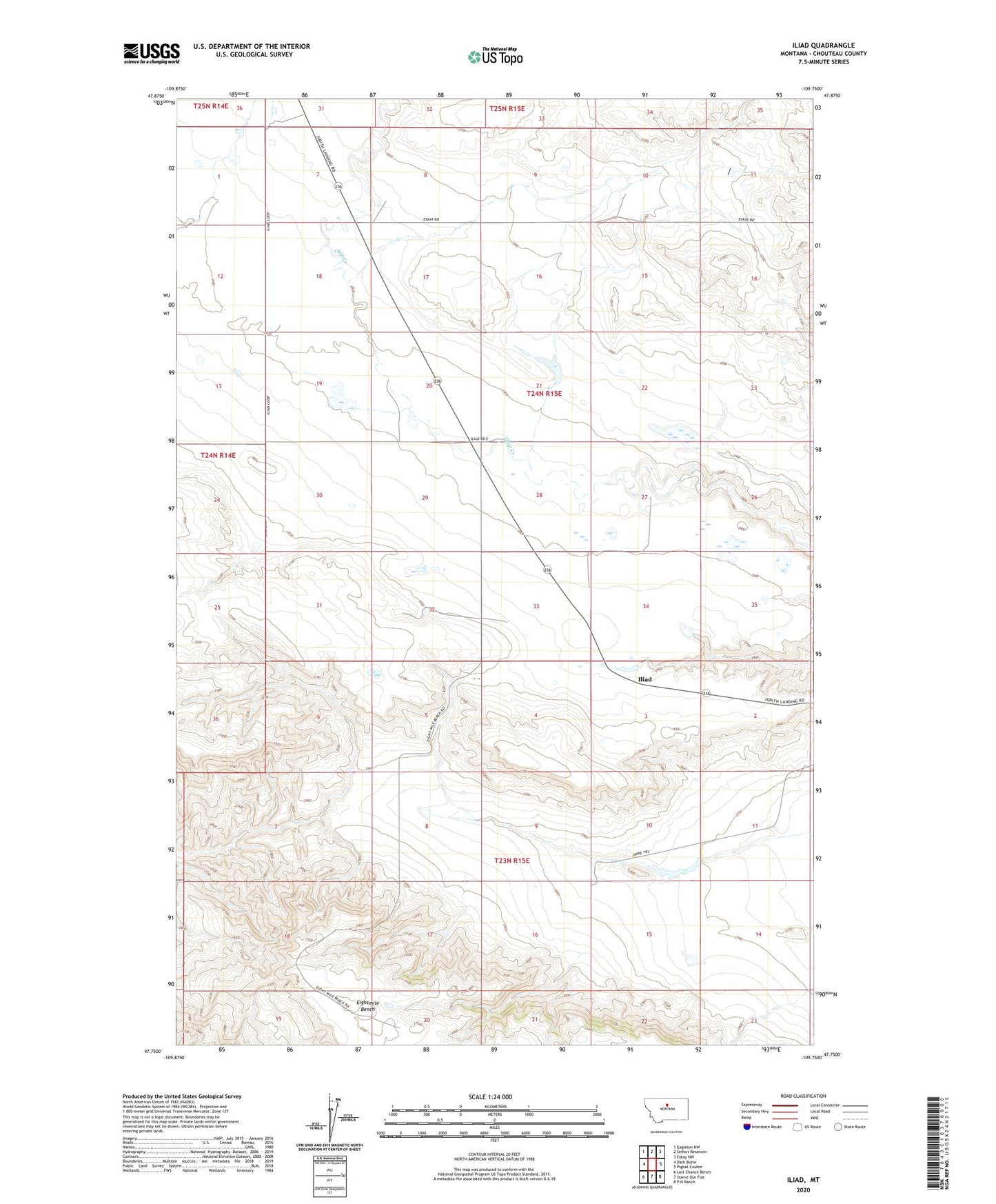 Iliad Montana US Topo Map Image