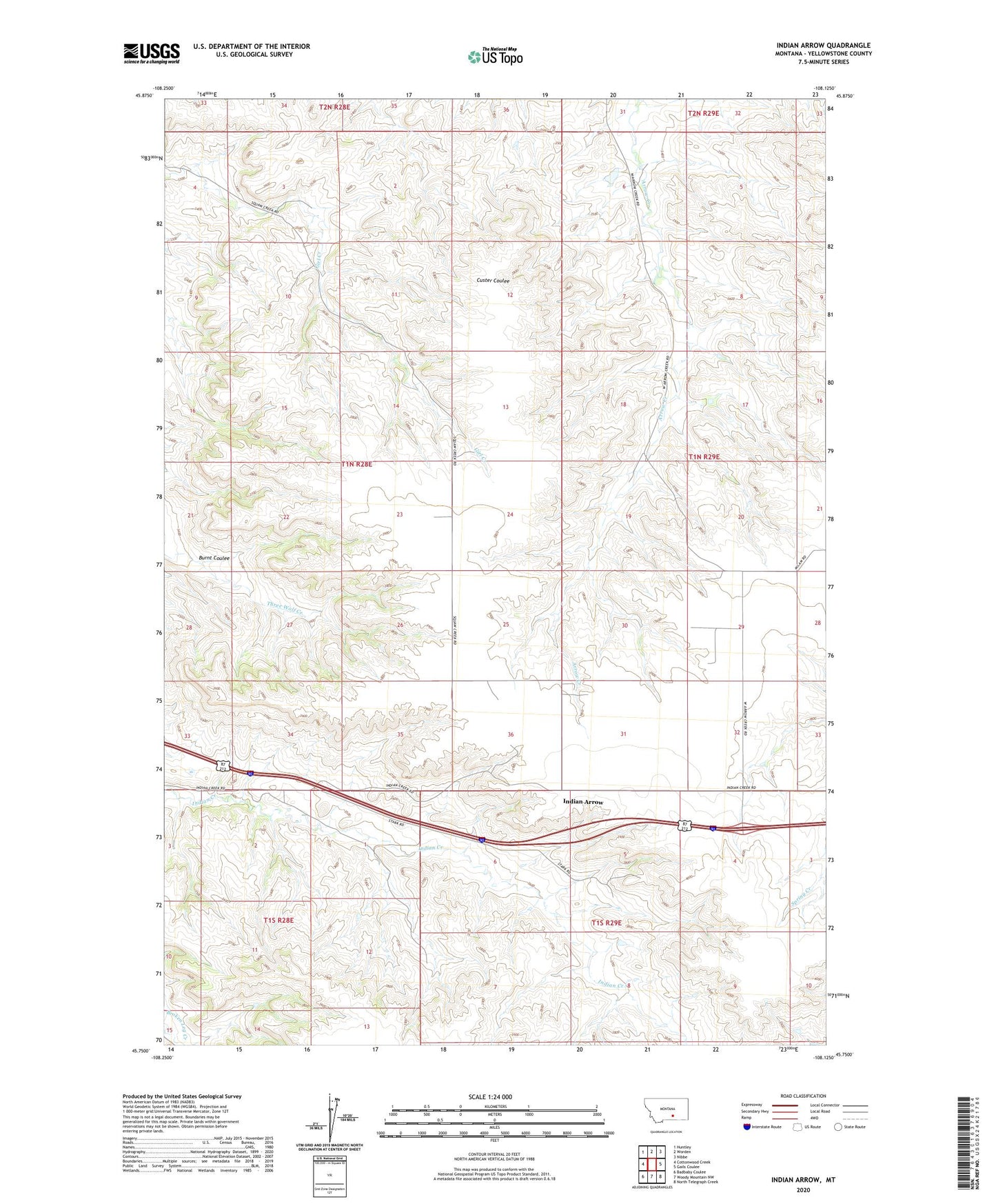 Indian Arrow Montana US Topo Map Image