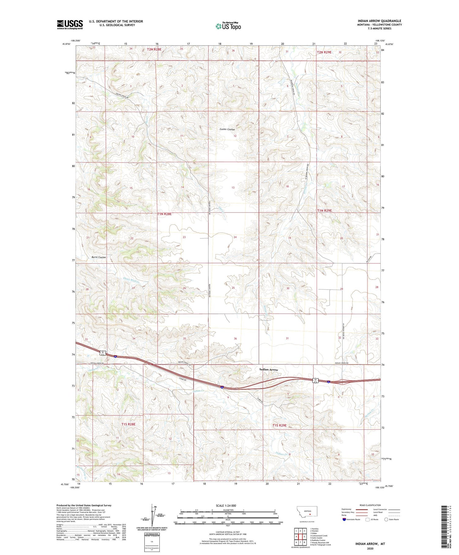Indian Arrow Montana US Topo Map Image