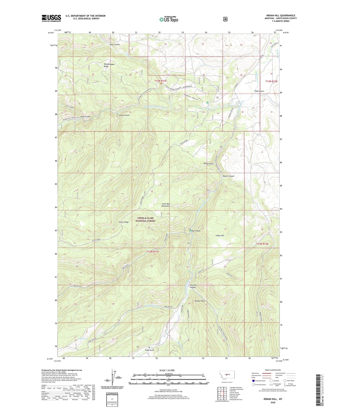 Indian Hill Montana US Topo Map Image