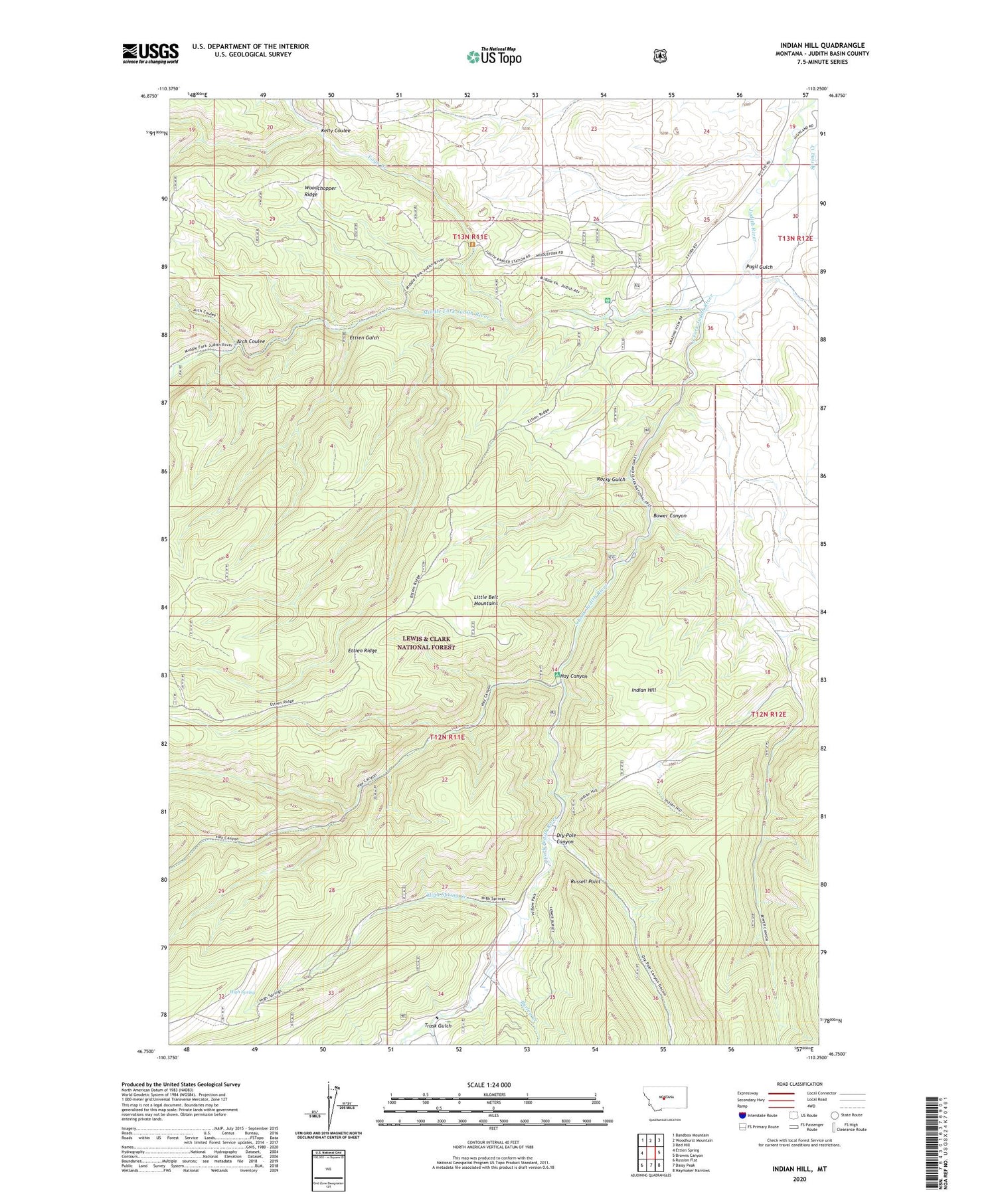 Indian Hill Montana US Topo Map Image