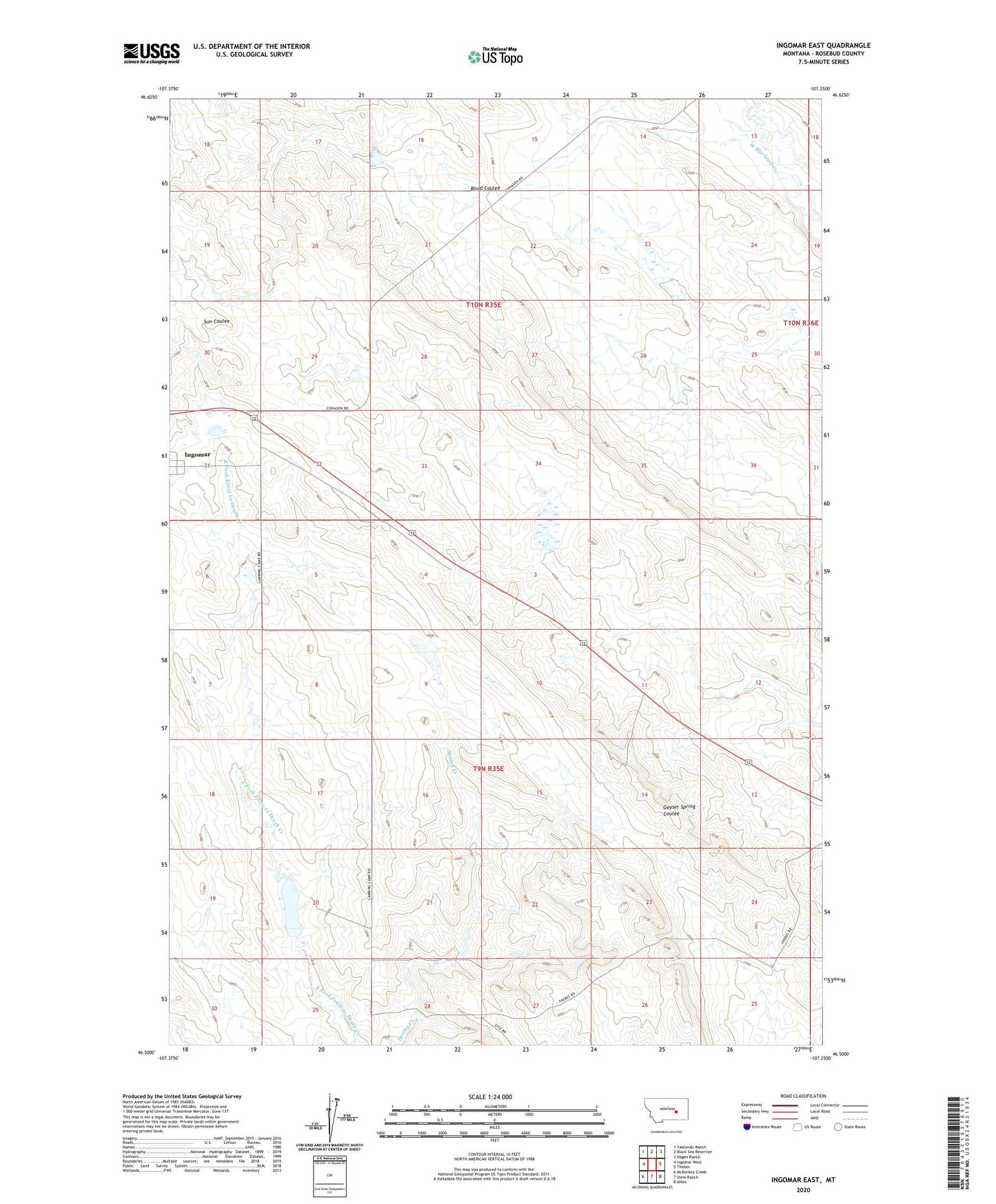 Ingomar East Montana US Topo Map Image