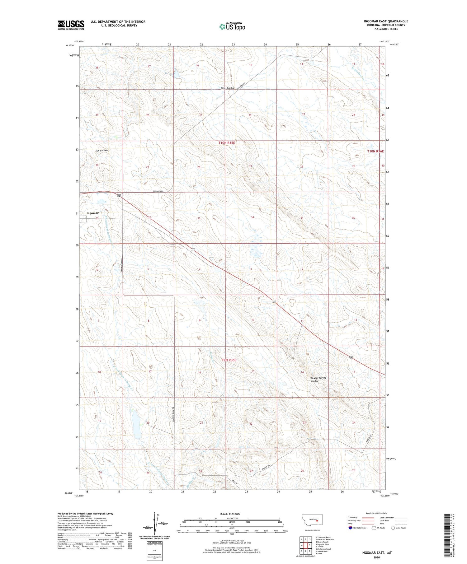 Ingomar East Montana US Topo Map Image