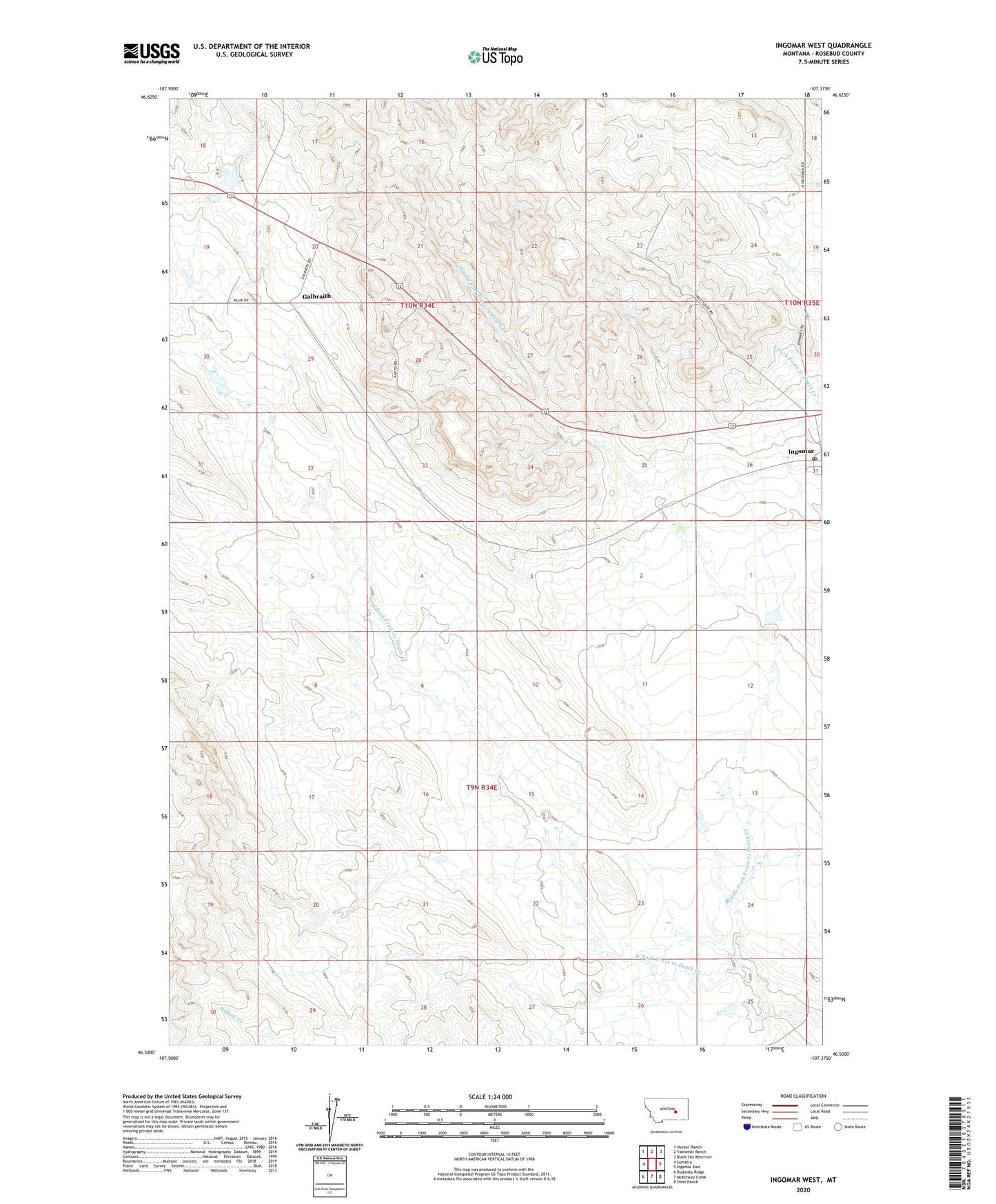 Ingomar West Montana US Topo Map Image
