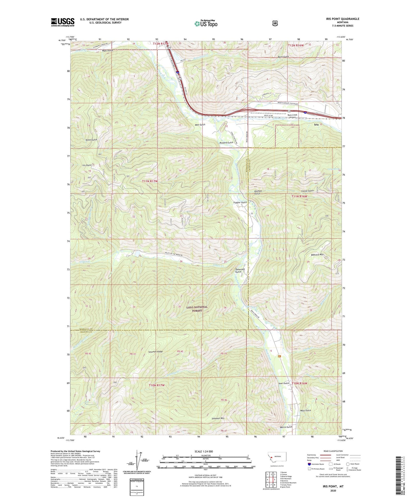 Iris Point Montana US Topo Map Image