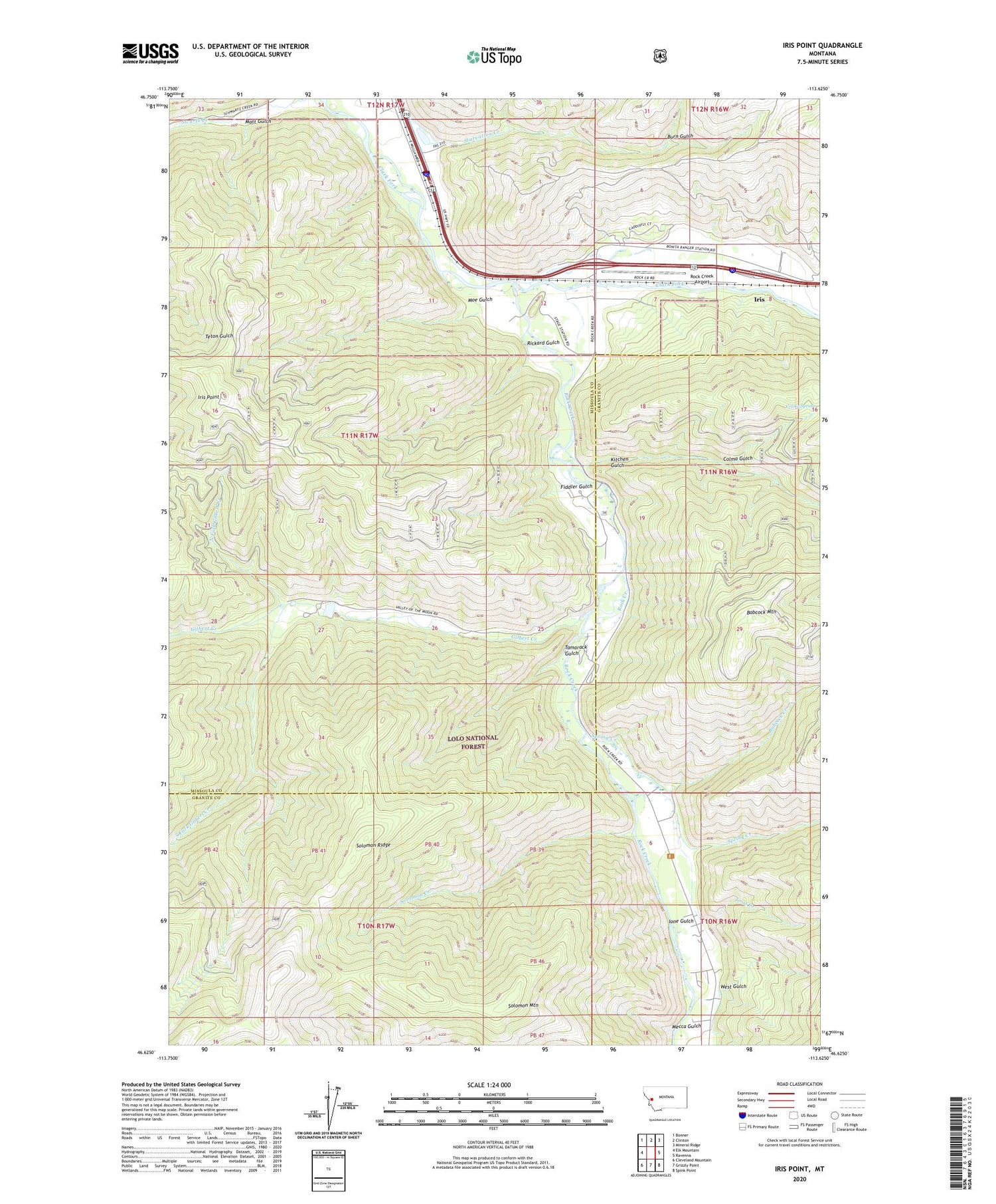 Iris Point Montana US Topo Map Image