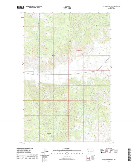 Irvine Lookout Tower Montana US Topo Map Image