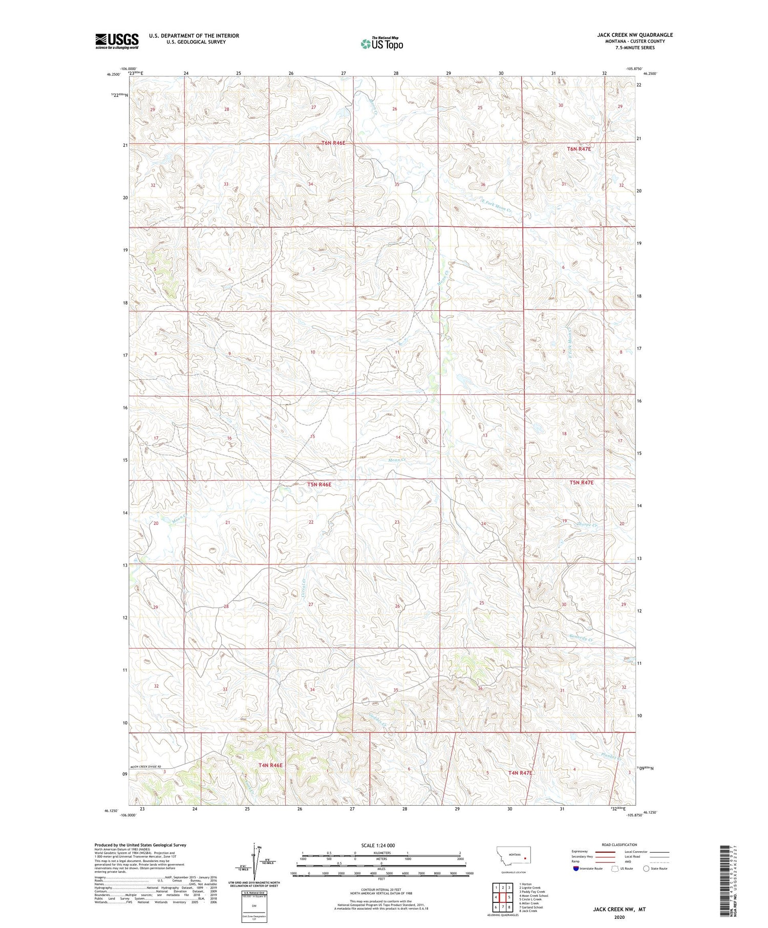 Jack Creek NW Montana US Topo Map Image
