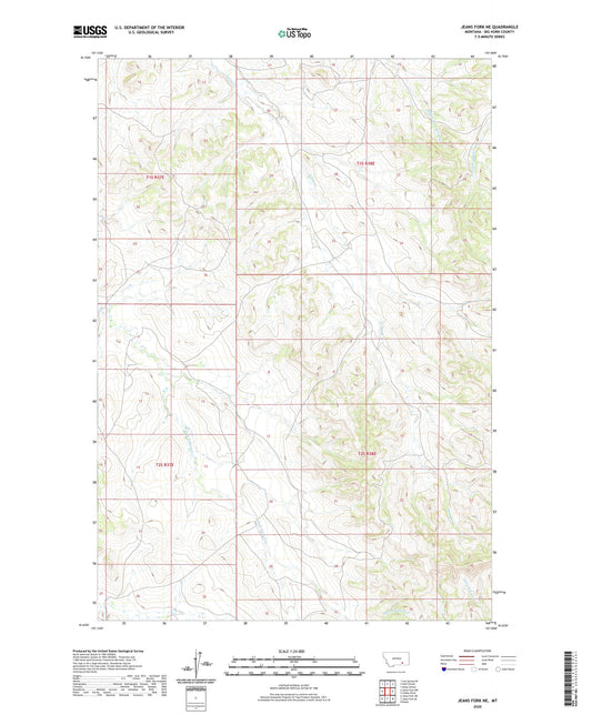 Jeans Fork NE Montana US Topo Map Image