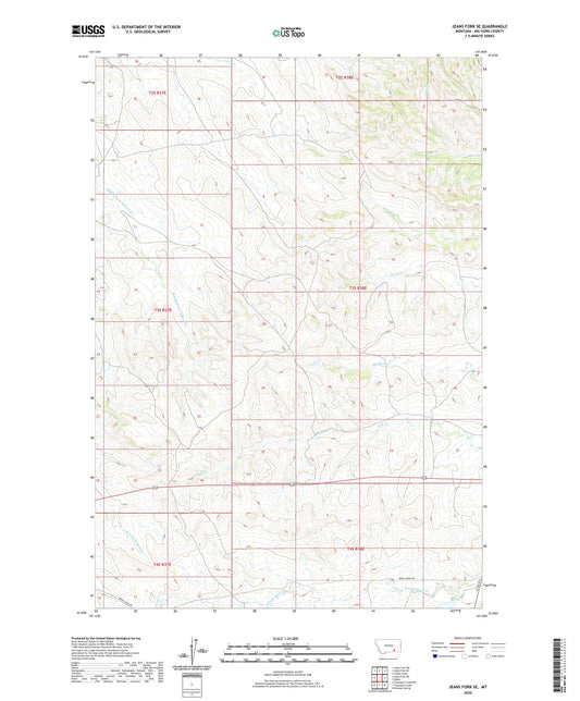 Jeans Fork SE Montana US Topo Map Image