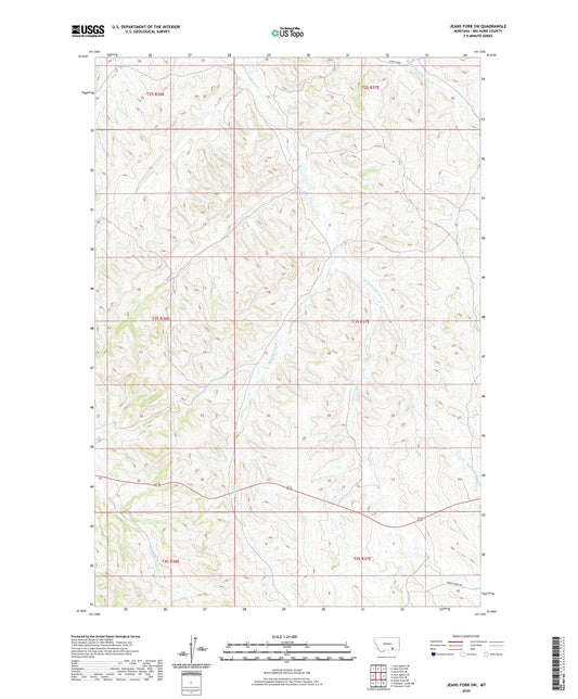 Jeans Fork SW Montana US Topo Map Image