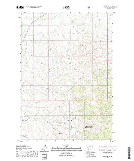 Jeff Davis Peak Montana US Topo Map Image