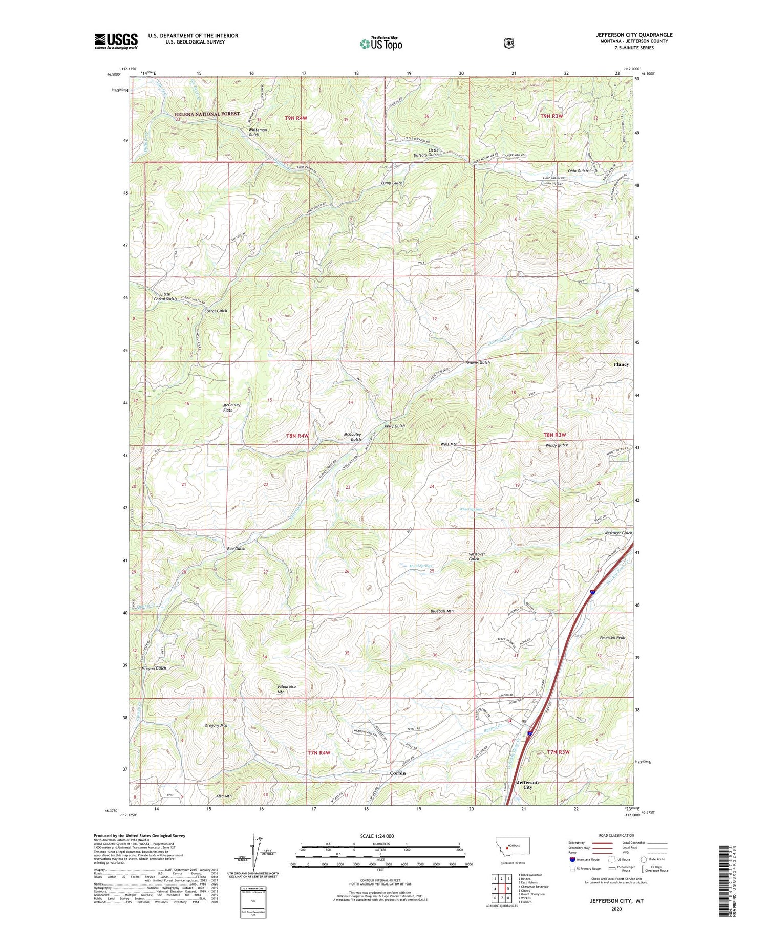 Jefferson City Montana US Topo Map Image