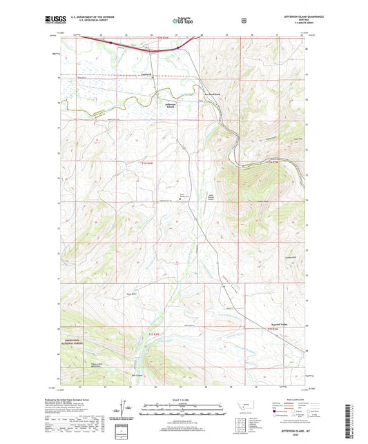 Jefferson Island Montana US Topo Map Image