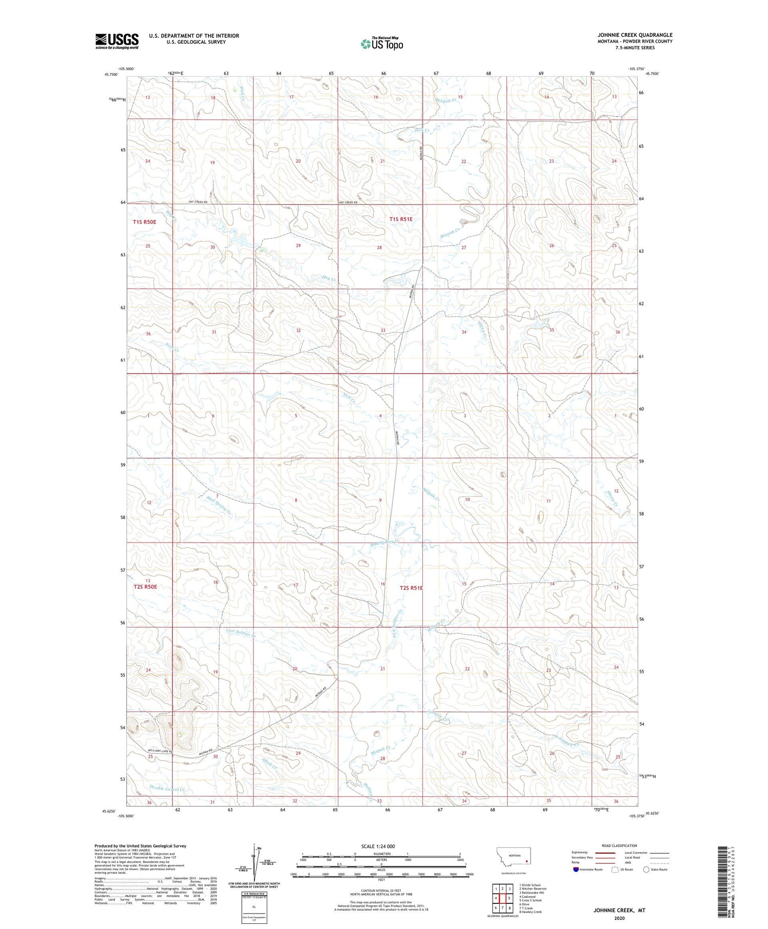 Johnnie Creek Montana US Topo Map Image