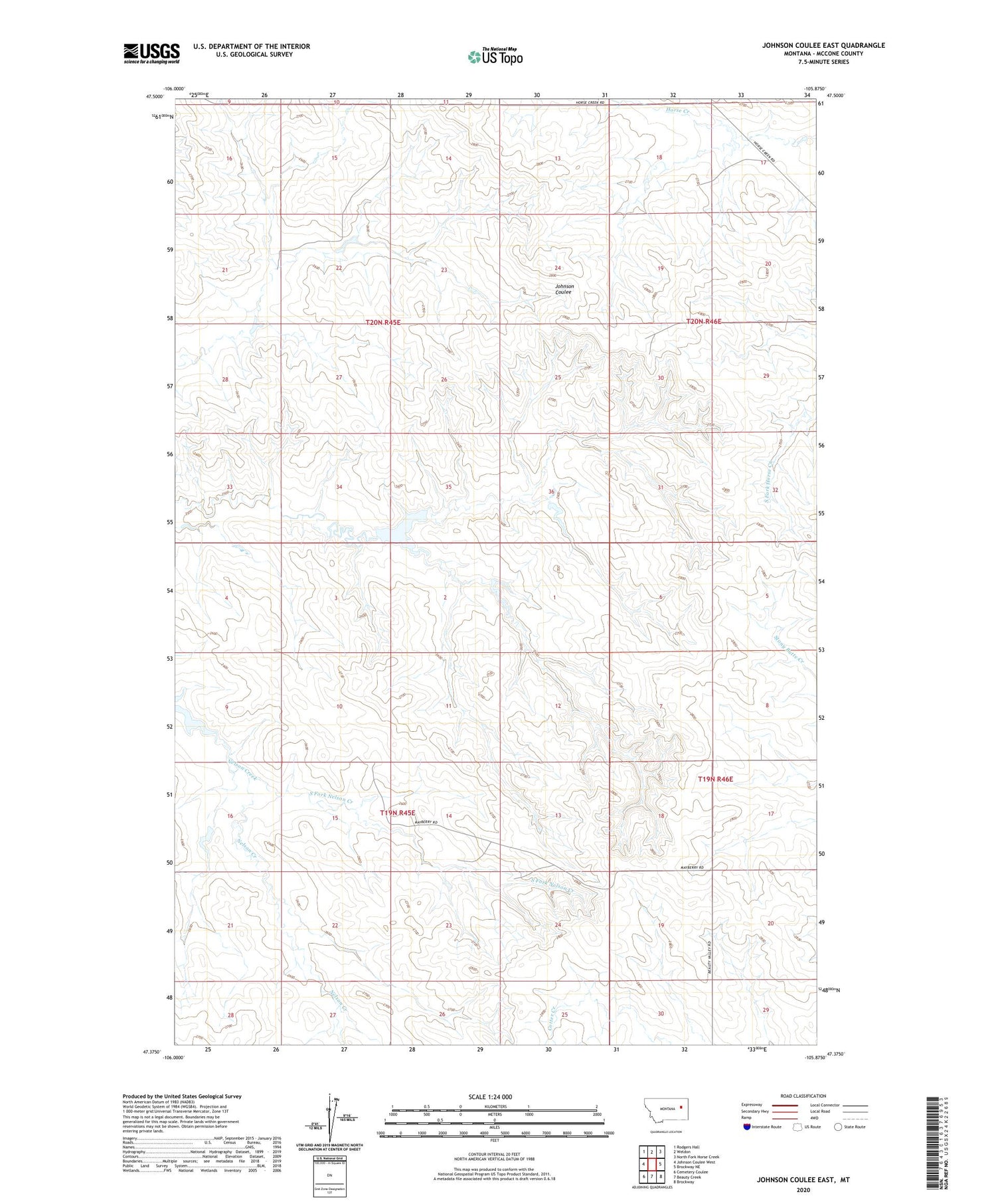 Johnson Coulee East Montana US Topo Map Image