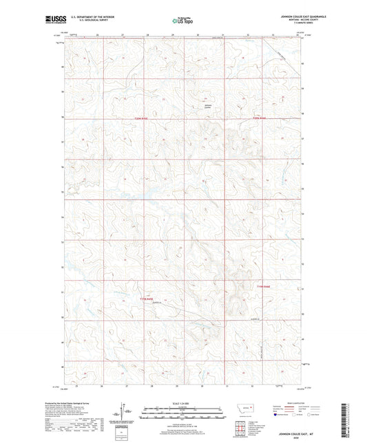 Johnson Coulee East Montana US Topo Map Image
