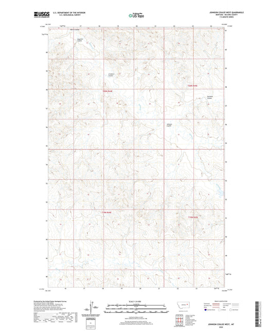 Johnson Coulee West Montana US Topo Map Image