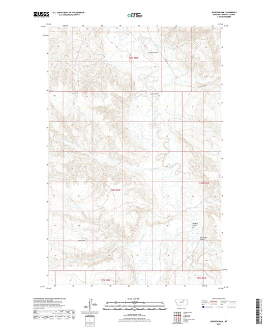 Johnson Dam Montana US Topo Map Image