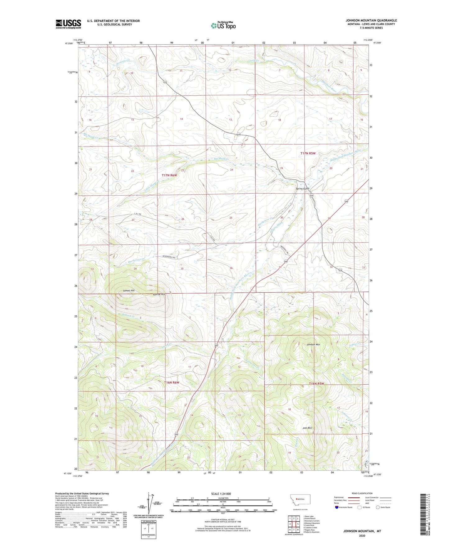 Johnson Mountain Montana US Topo Map Image