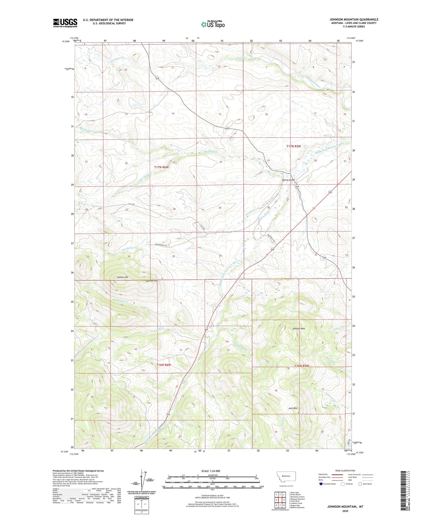 Johnson Mountain Montana US Topo Map Image
