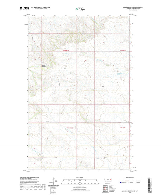 Johnson Reservoir NE Montana US Topo Map Image