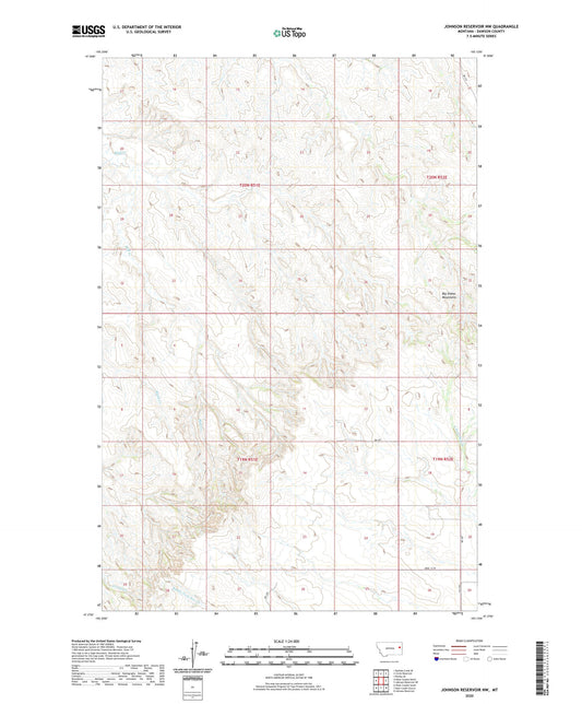 Johnson Reservoir NW Montana US Topo Map Image