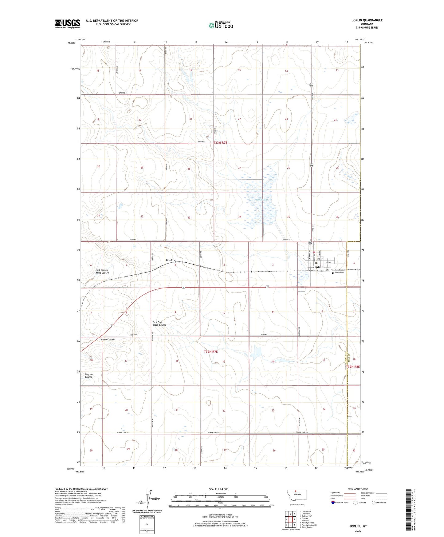 Joplin Montana US Topo Map Image