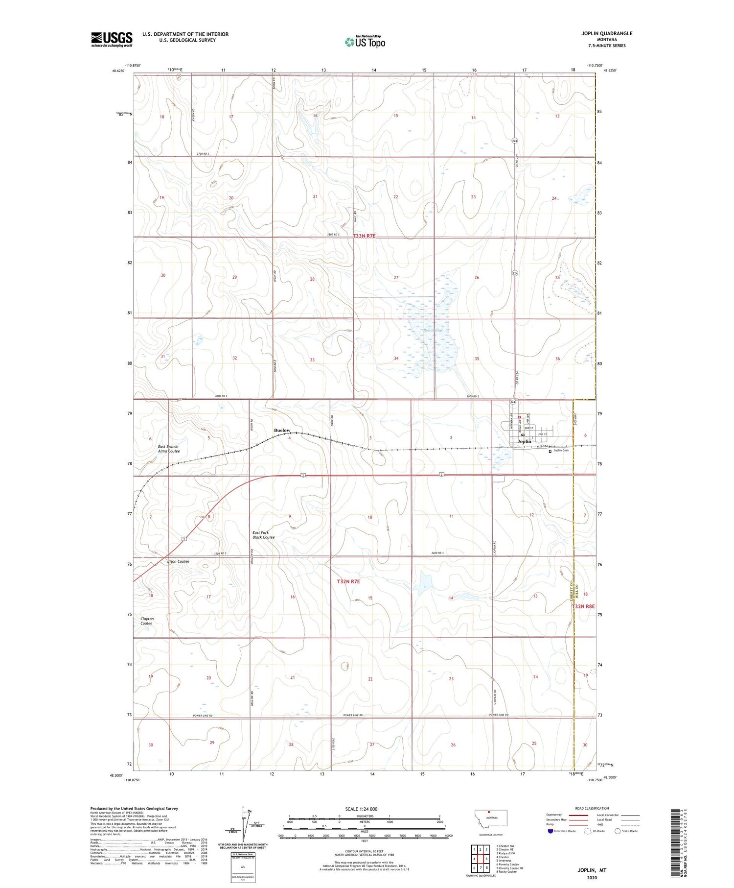 Joplin Montana US Topo Map Image