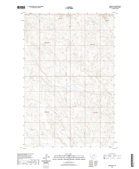 Jordan NW Montana US Topo Map Image