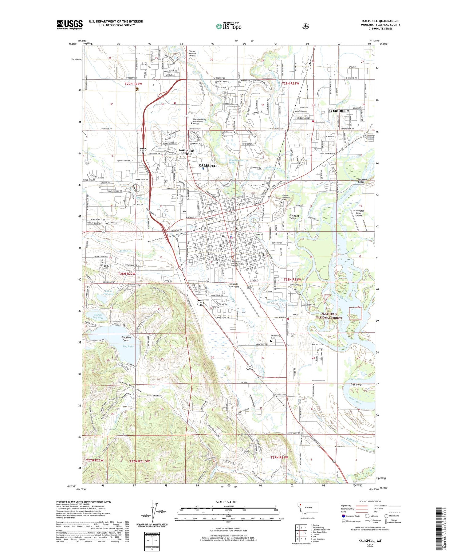 Kalispell Montana US Topo Map Image