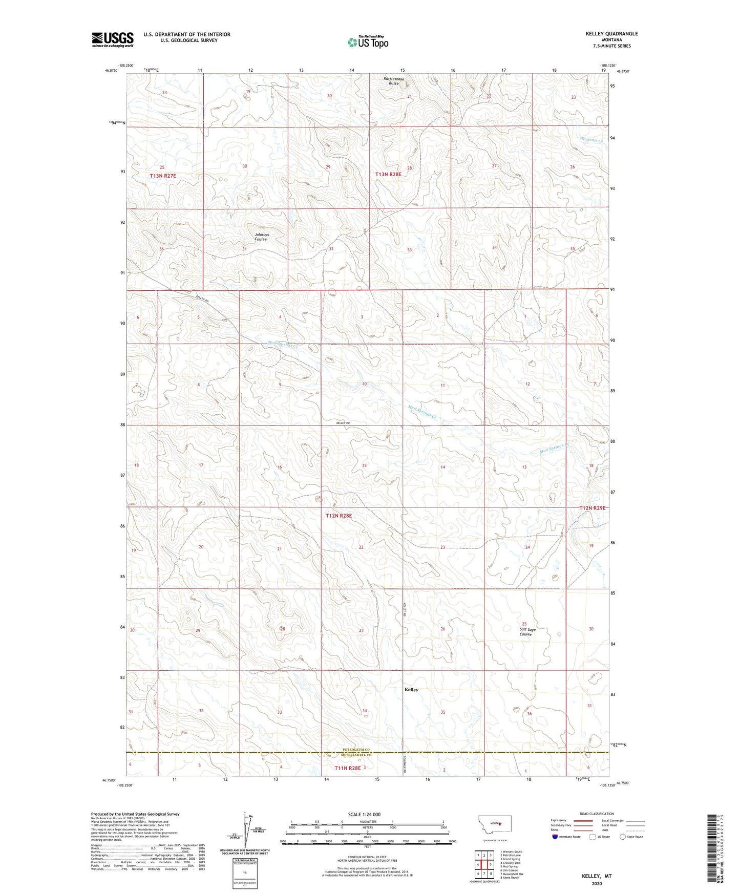 Kelley Montana US Topo Map Image