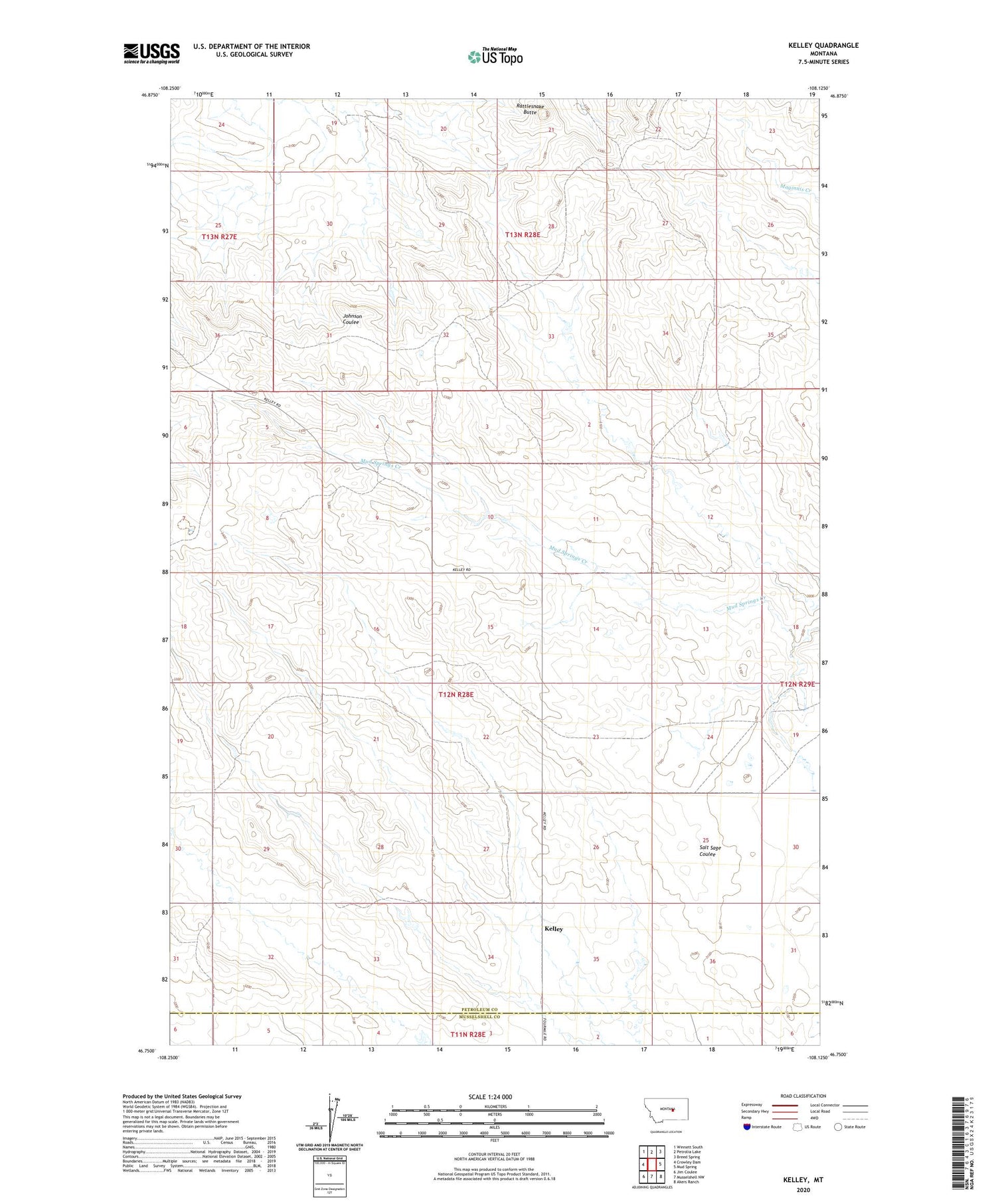 Kelley Montana US Topo Map Image