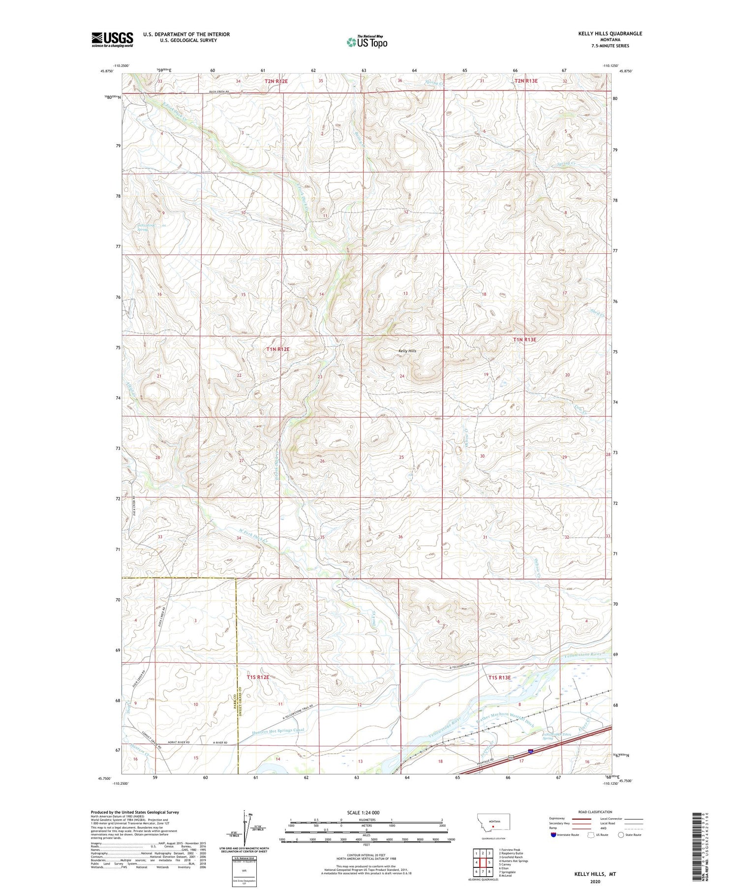 Kelly Hills Montana US Topo Map Image
