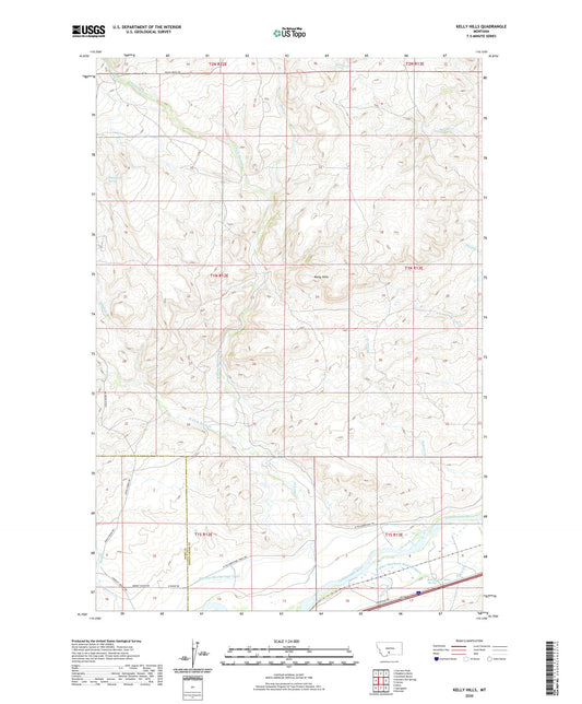 Kelly Hills Montana US Topo Map Image