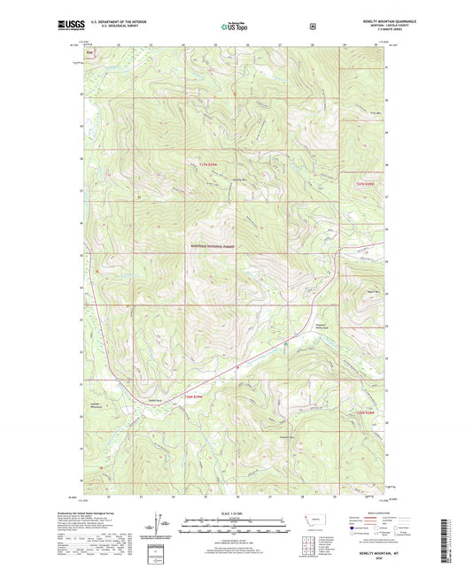 Kenelty Mountain Montana US Topo Map Image