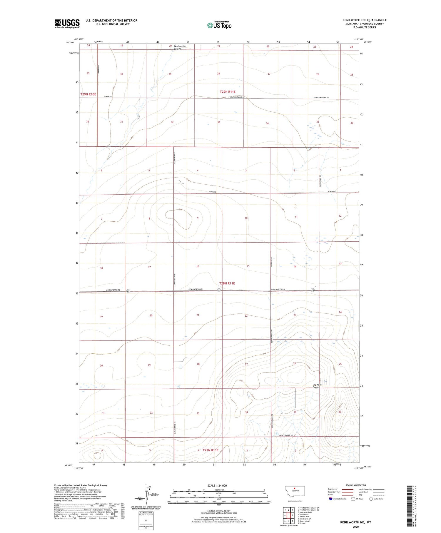 Kenilworth NE Montana US Topo Map Image