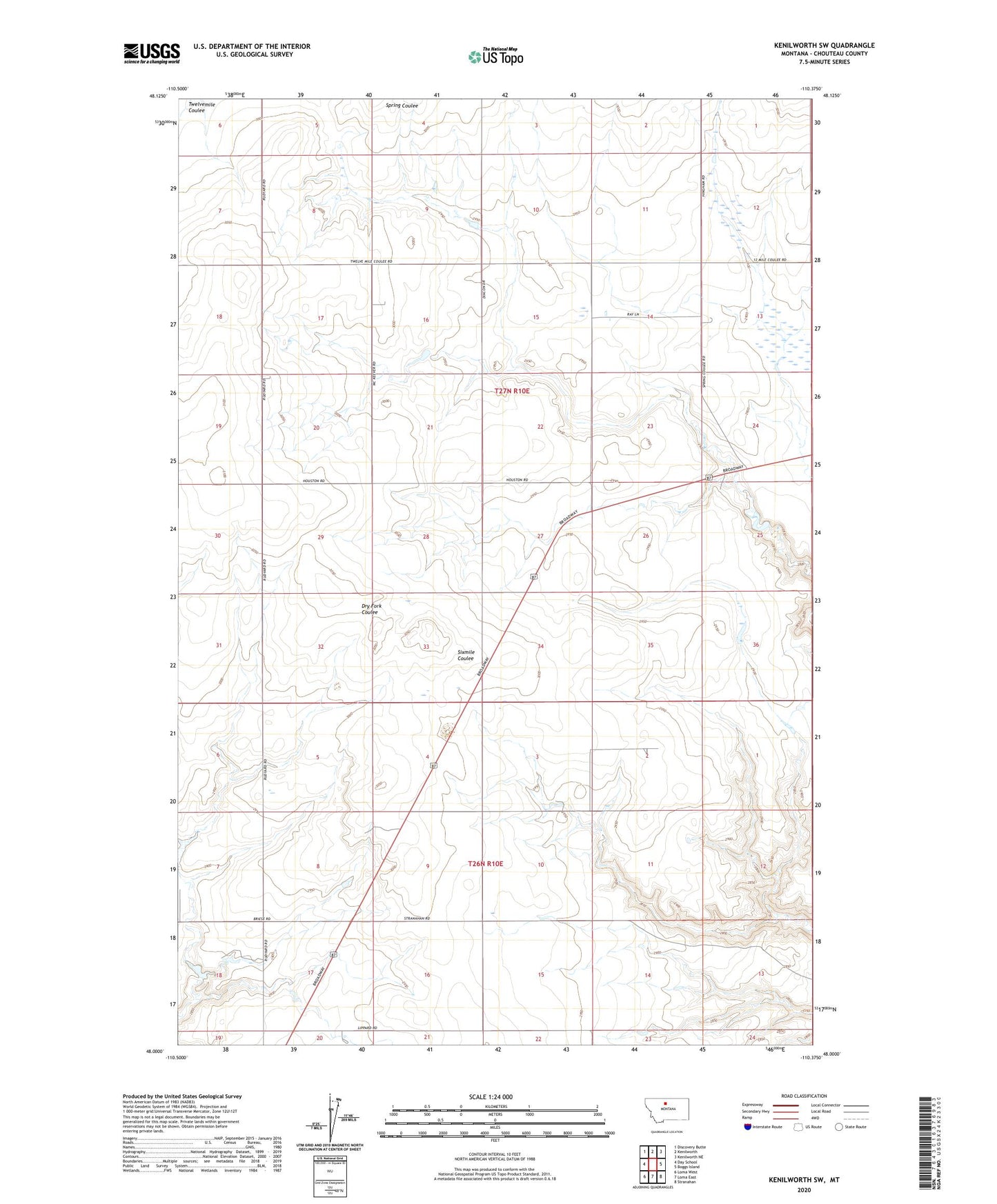 Kenilworth SW Montana US Topo Map Image