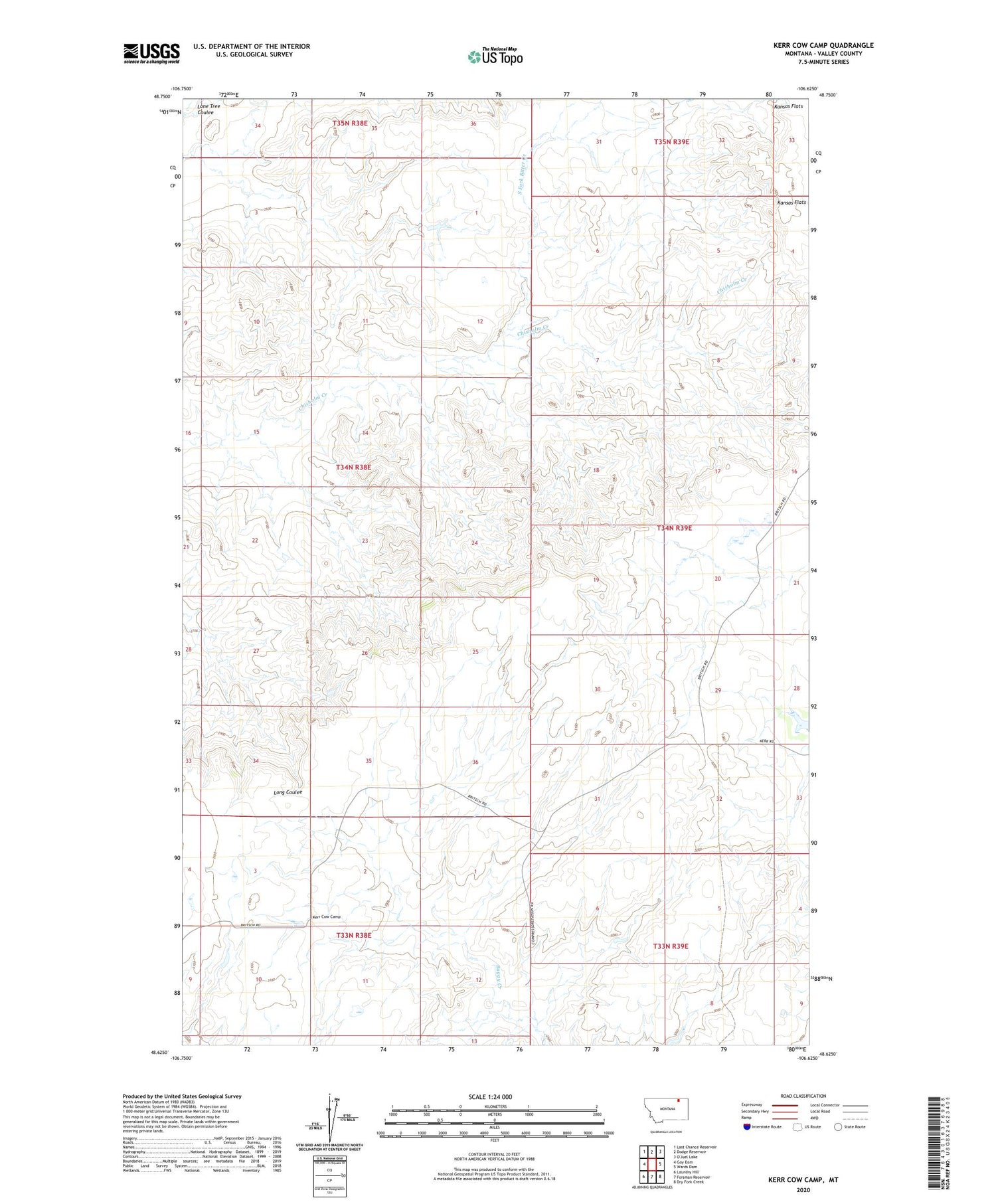 Kerr Cow Camp Montana US Topo Map Image