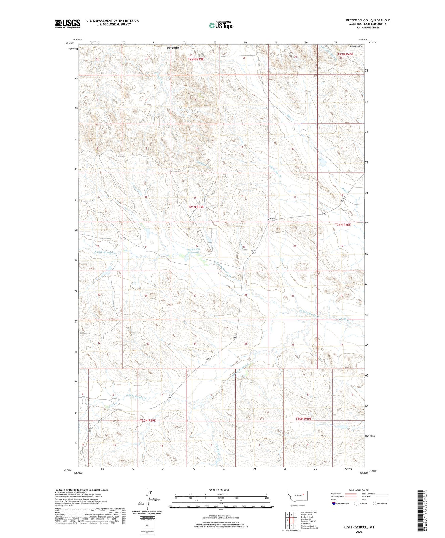 Kester School Montana US Topo Map Image