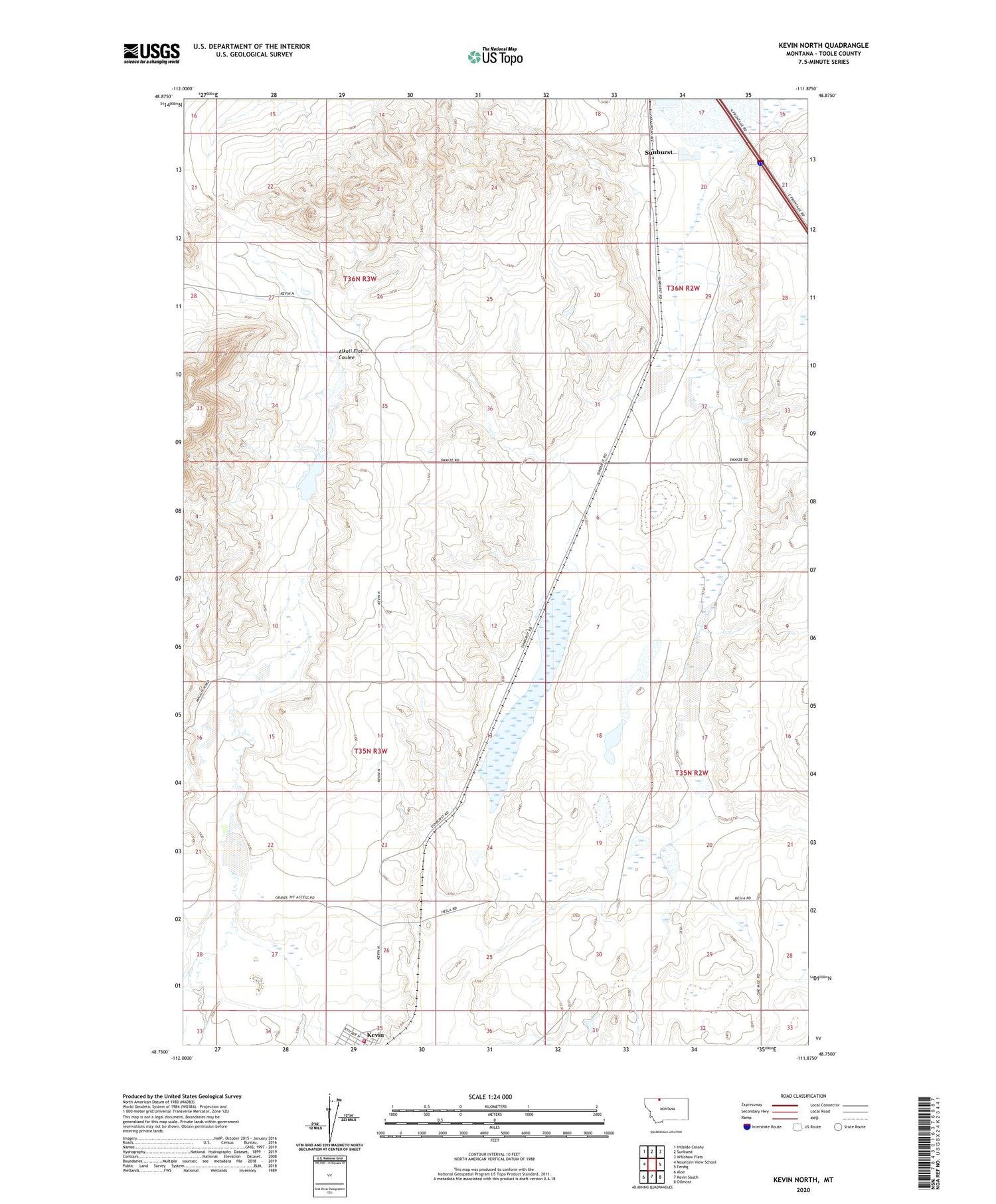 Kevin North Montana US Topo Map Image